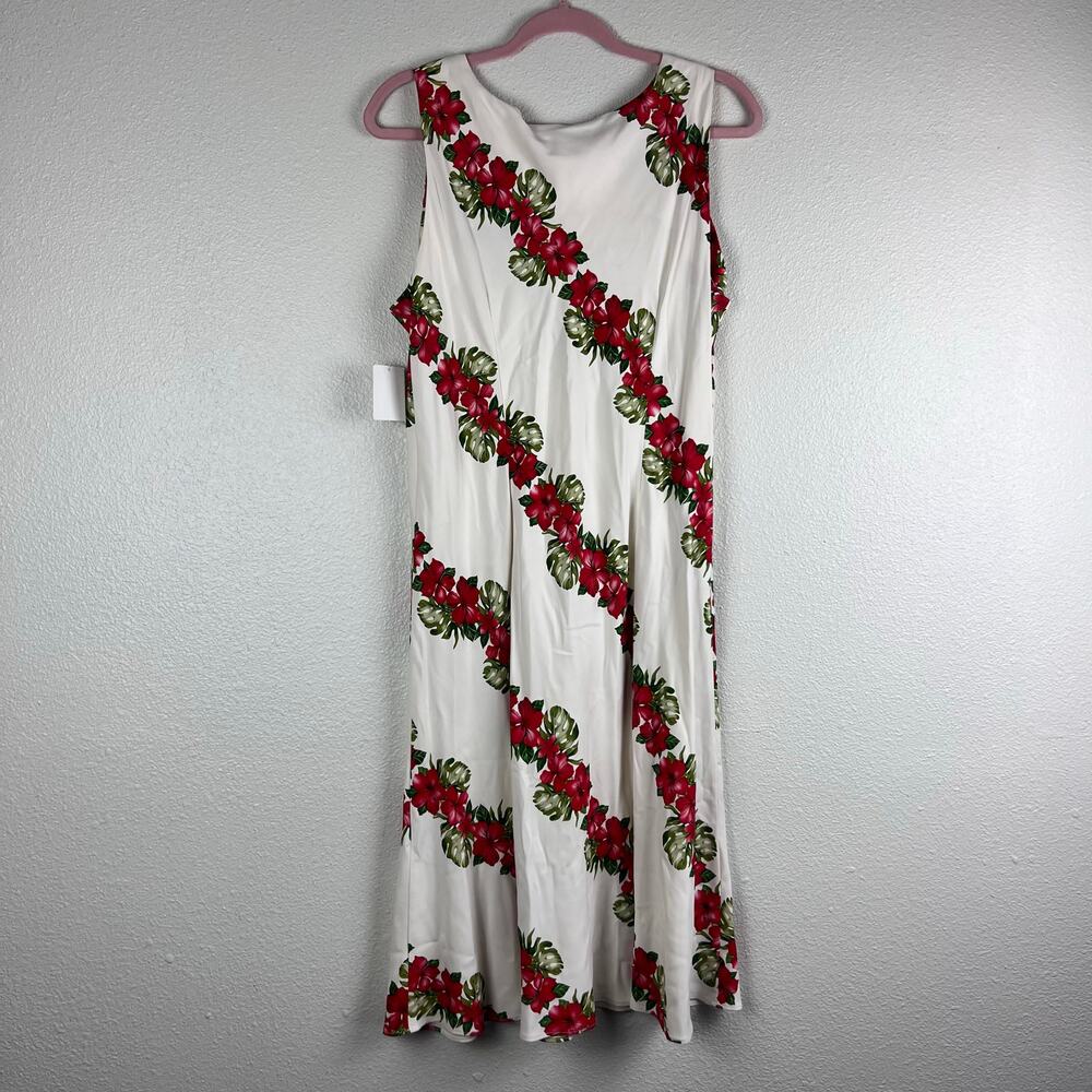 Hilo Hattie Cream Hawaiian Floral Silk Midi Dress Size L NWT - Picture 6 of 7
